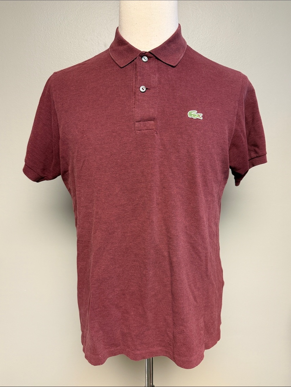 Lacoste Burgundy Cotton Polo Shirt Size 5 Crocodile Logo Classic